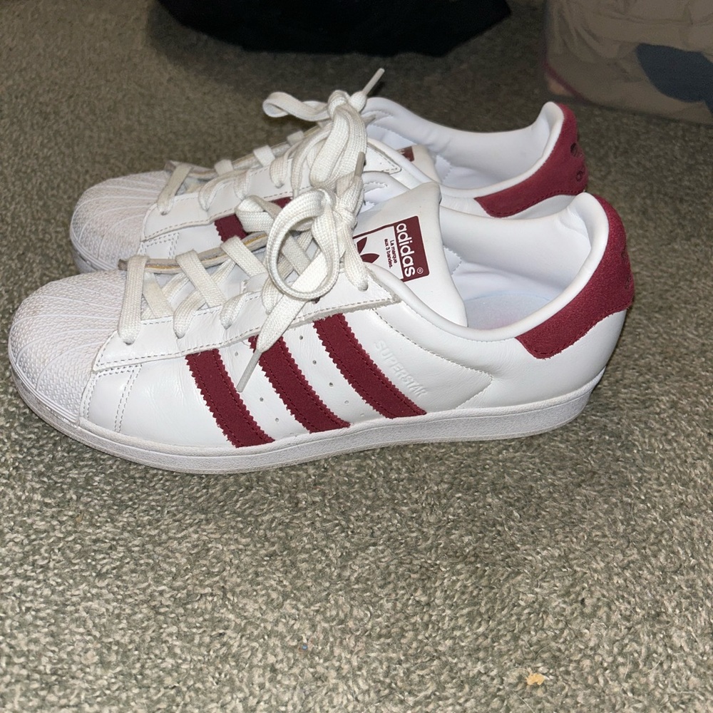 Maroon adidas Super Stars!